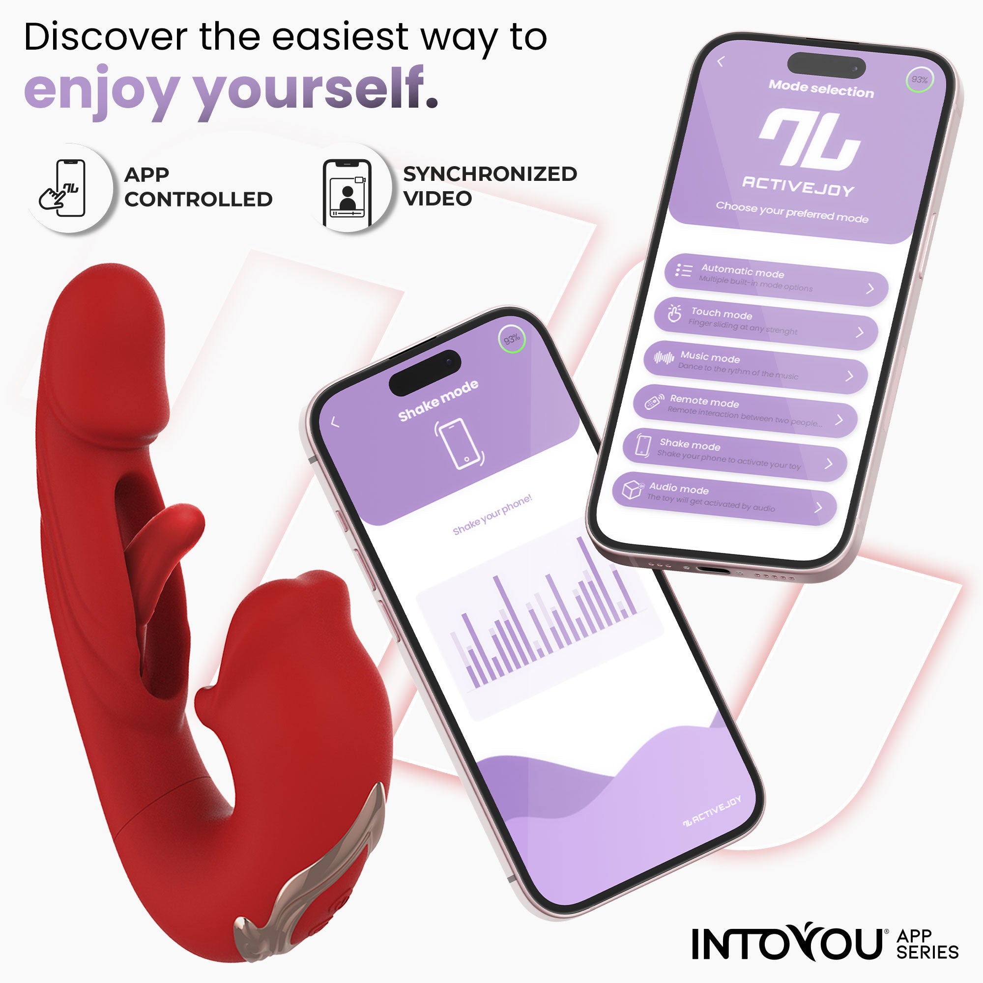 INTOYOU APP SERIES Vibromasseur buccal avec fonction de mordillement et de retournement et application