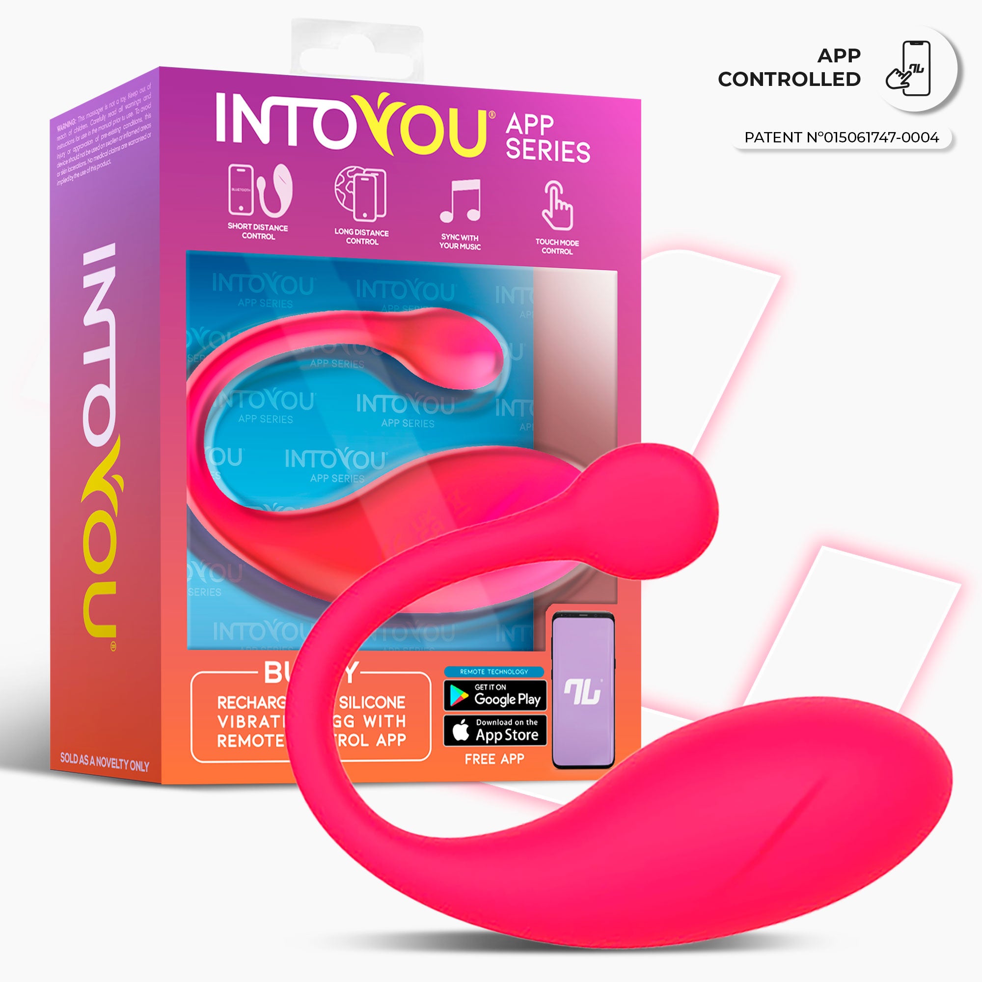 INTOYOU APP SERIES Bulby Huevo Vibrador con APP Rosa Intenso