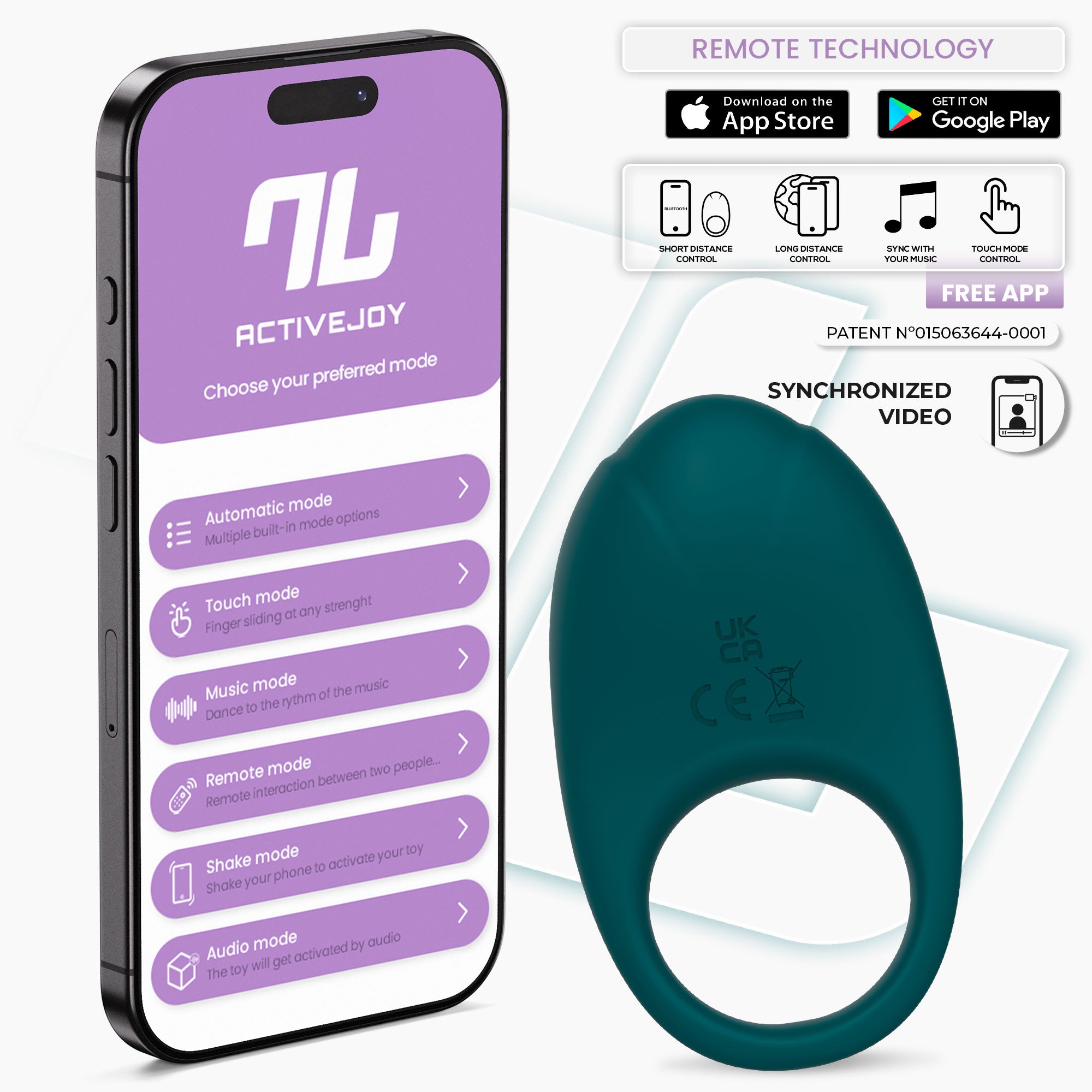 INTOYOU APP SERIES Ringo Anillo Vibrador con APP Unibody Azul