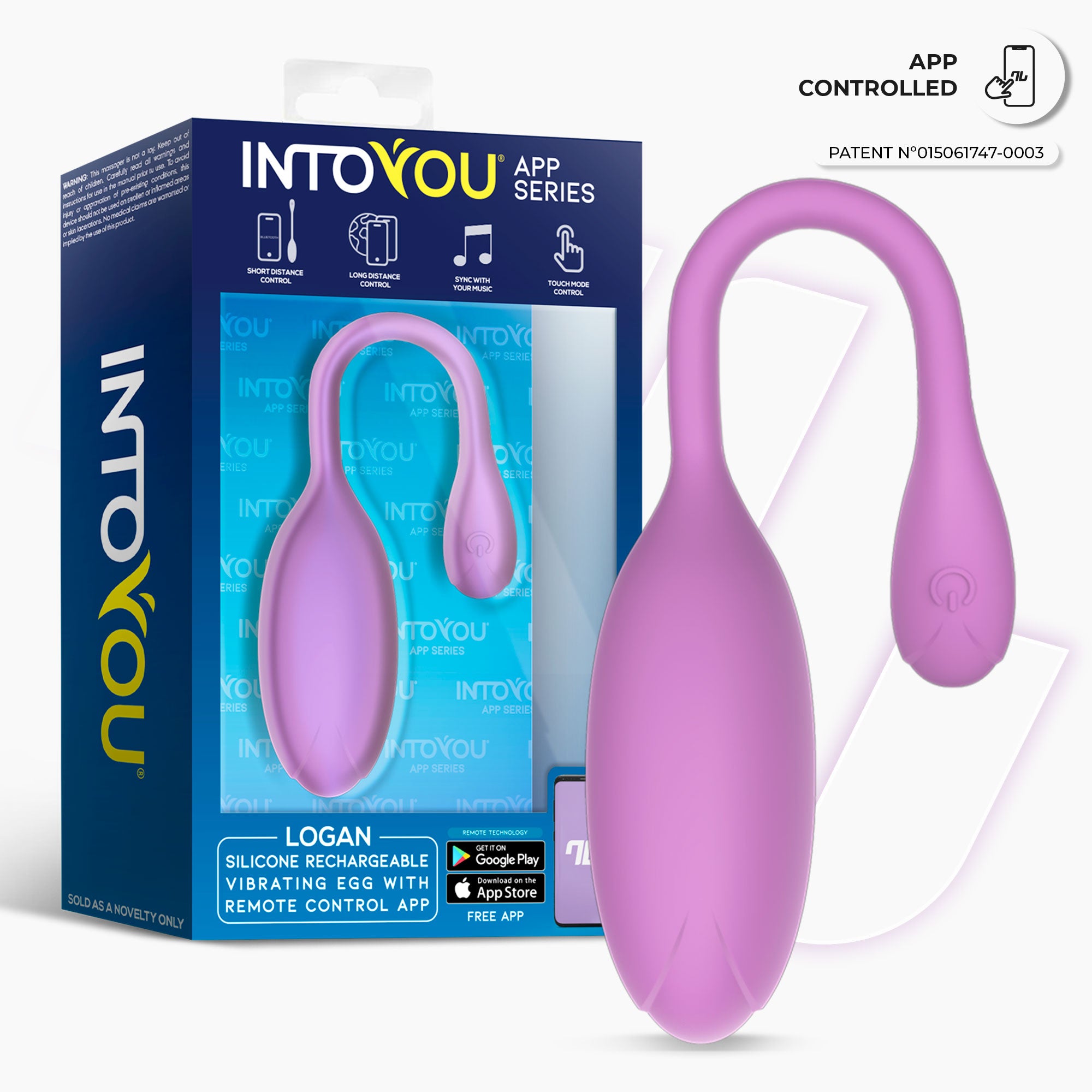 INTOYOU APP SERIES Logan Huevo Vibrador con APP Silicona Unibody Púrpura
