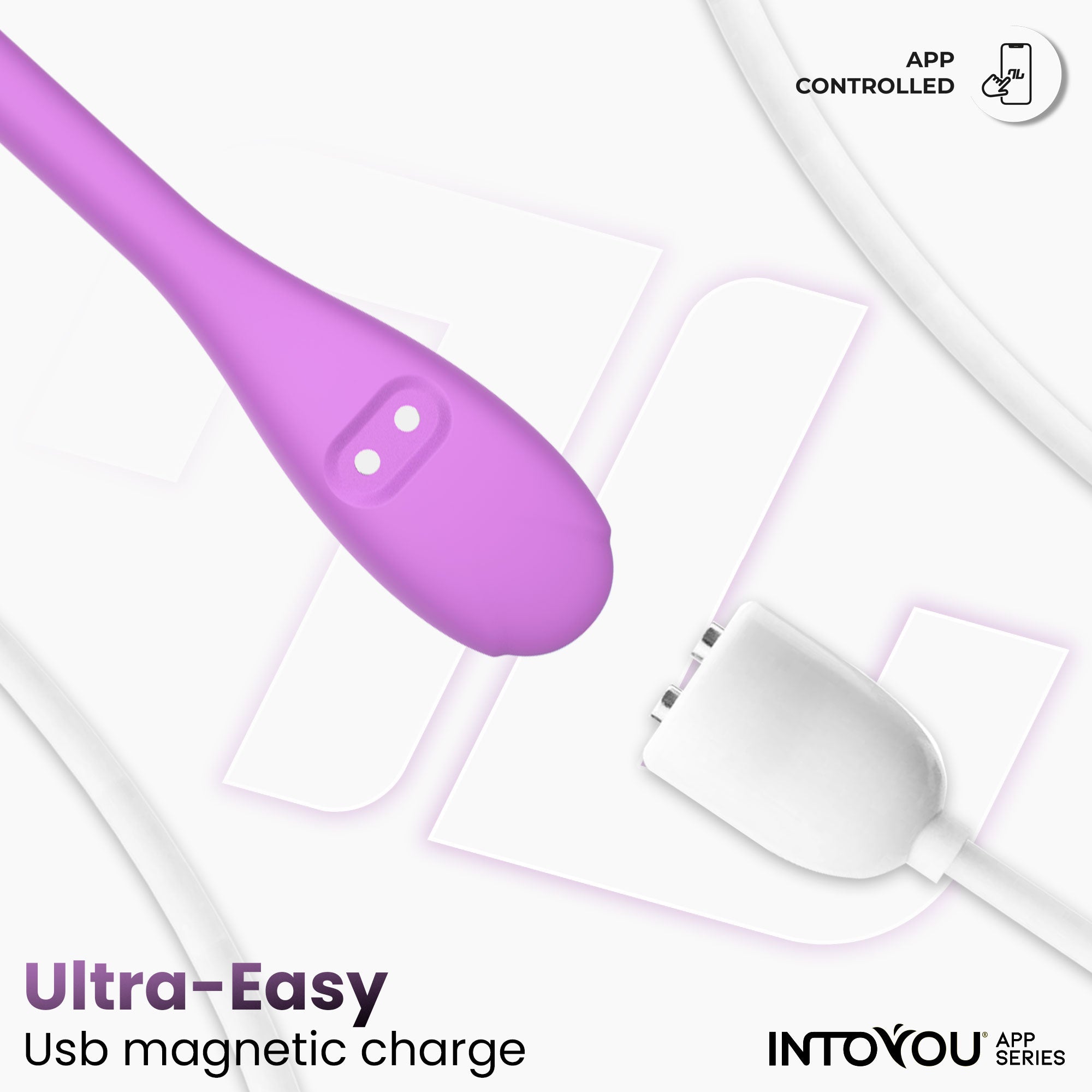 Œuf vibrant Logan de la série INTOYOU APP, avec application, en silicone monobloc violet