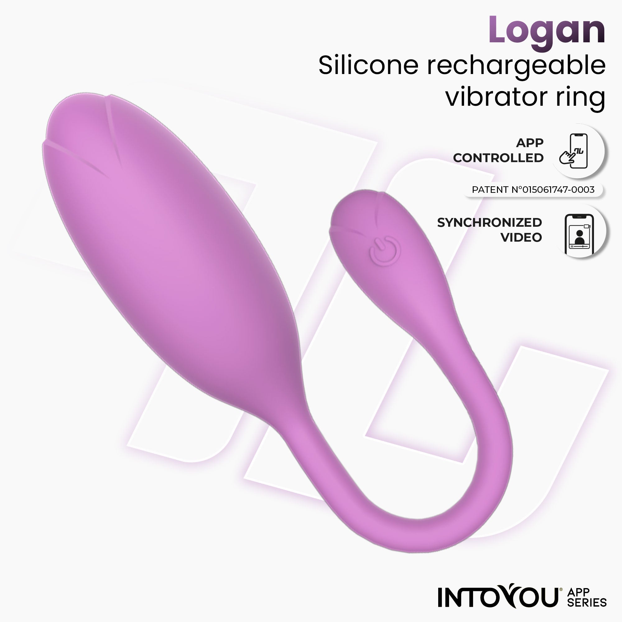 Œuf vibrant Logan de la série INTOYOU APP, avec application, en silicone monobloc violet