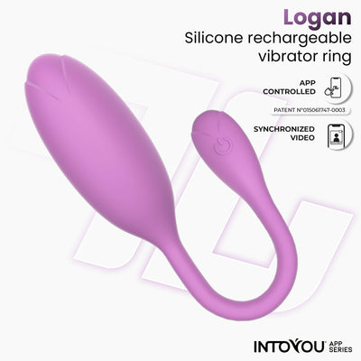 Œuf vibrant Logan de la série INTOYOU APP, avec application, en silicone monobloc violet