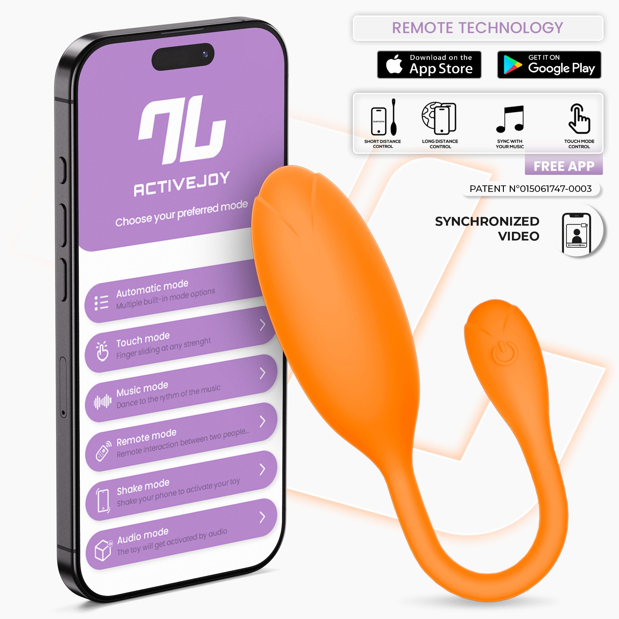 Œuf vibrant Logan de la série INTOYOU APP, avec application, en silicone monobloc violet