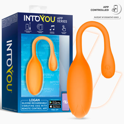 Œuf vibrant Logan de la série INTOYOU avec application, en silicone monobloc orange