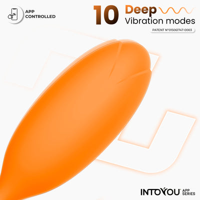 Œuf vibrant Logan de la série INTOYOU avec application, en silicone monobloc orange