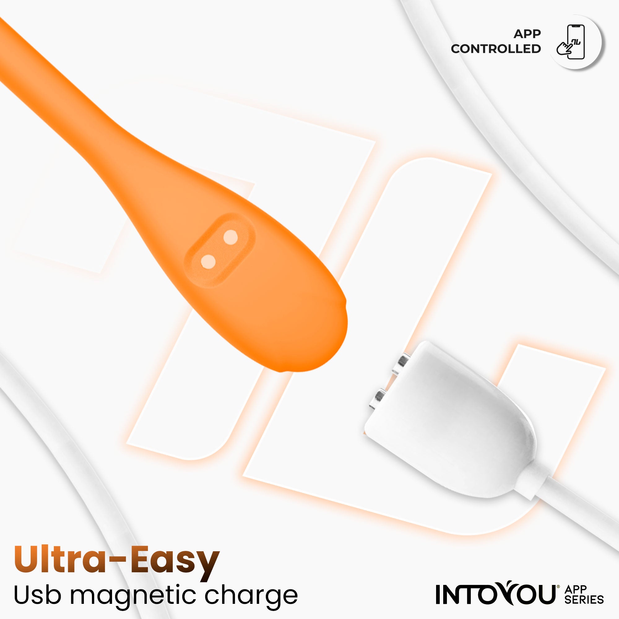 Œuf vibrant Logan de la série INTOYOU avec application, en silicone monobloc orange