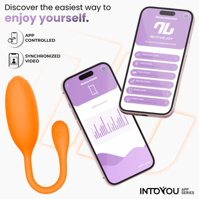 Œuf vibrant Logan de la série INTOYOU avec application, en silicone monobloc orange