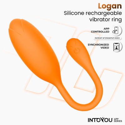 Œuf vibrant Logan de la série INTOYOU avec application, en silicone monobloc orange