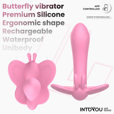 INTOYOU APP SERIES Stimulateur Papillon Ailé ​​avec Application Rose