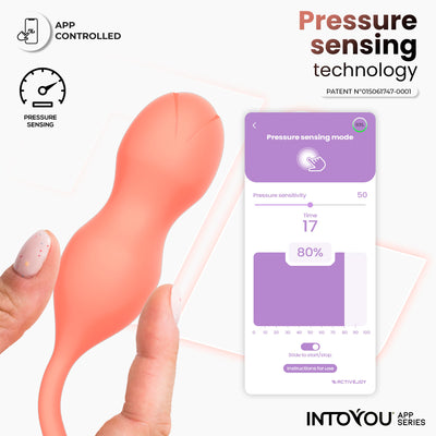 Série d'applications INTOYOU Kyra : appareil d'entraînement du plancher pelvien avec capteur de pression et application.