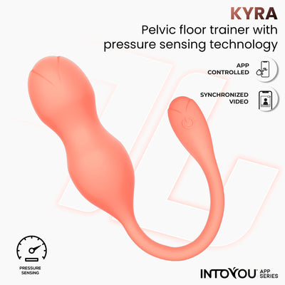 Série d'applications INTOYOU Kyra : appareil d'entraînement du plancher pelvien avec capteur de pression et application.