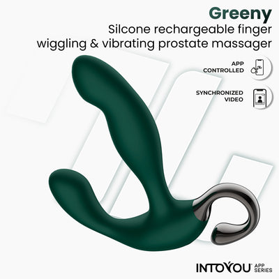INTOYOU APP SERIES Masseur de prostate Greeny avec mouvement des doigts et application