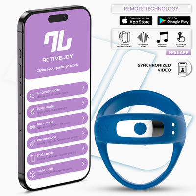 Bague vibrante INTOYOU APP SERIES Rank avec application bleue