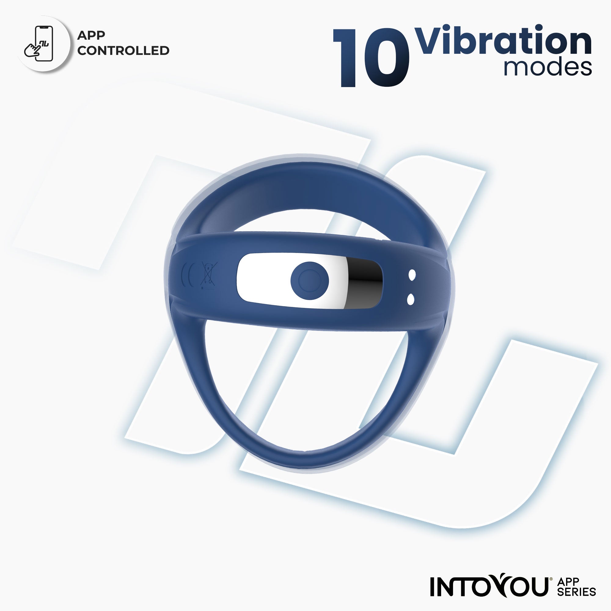 Bague vibrante INTOYOU APP SERIES Rank avec application bleue