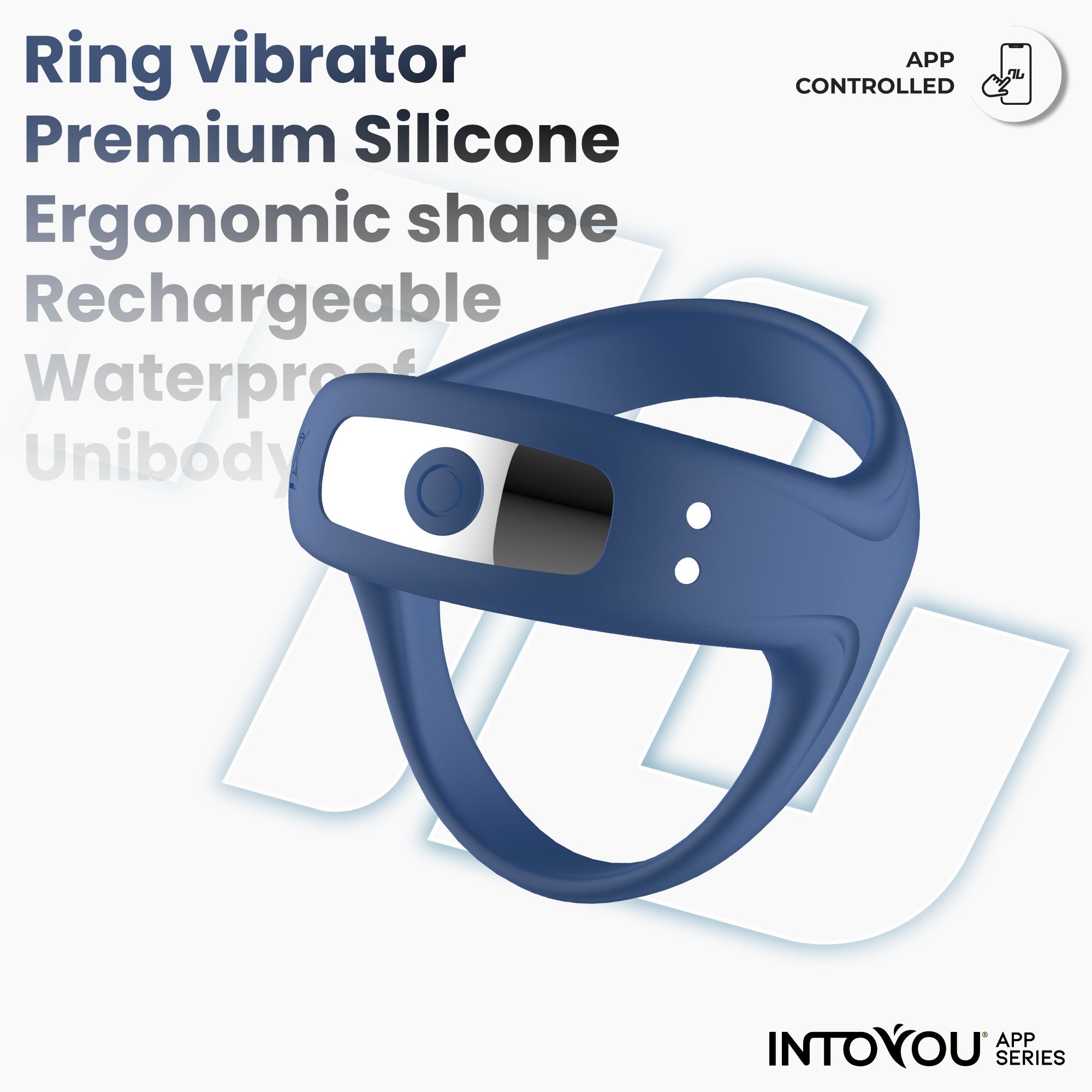 Bague vibrante INTOYOU APP SERIES Rank avec application bleue