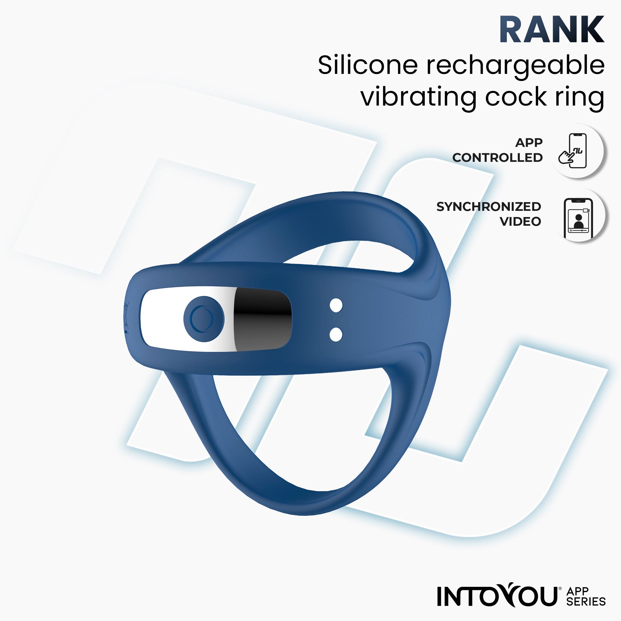 Bague vibrante INTOYOU APP SERIES Rank avec application bleue