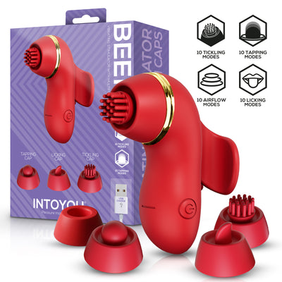 Stimulateur INTOYOU Beeny avec 4 têtes, succion, tapotement, chatouillement et léchage