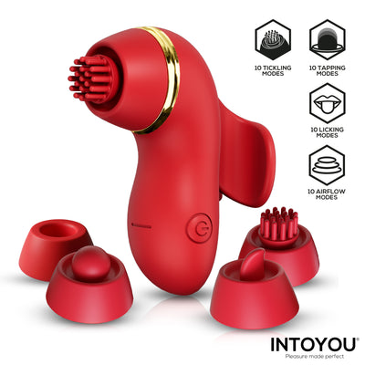 Stimulateur INTOYOU Beeny avec 4 têtes, succion, tapotement, chatouillement et léchage