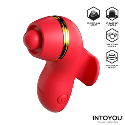 Stimulateur INTOYOU Beeny avec 4 têtes, succion, tapotement, chatouillement et léchage