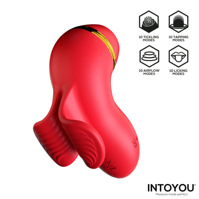 Stimulateur INTOYOU Beeny avec 4 têtes, succion, tapotement, chatouillement et léchage